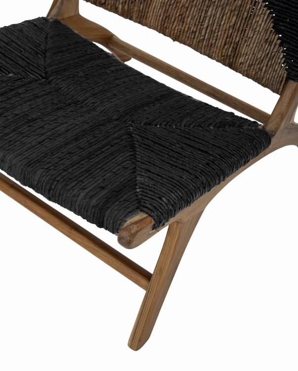fotel lounge grant drewno tekowe natural black bloomingville