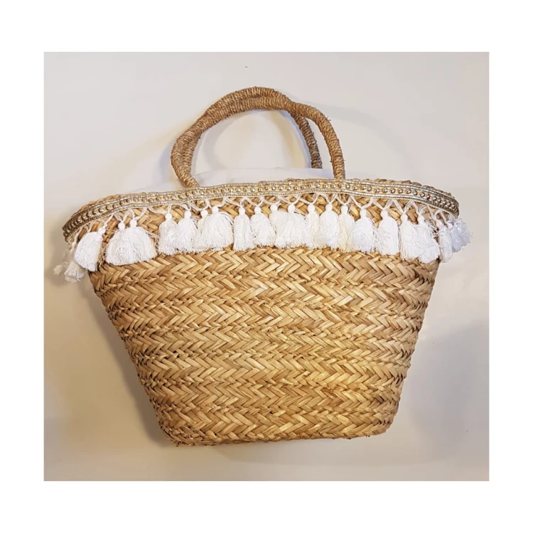 Kosz plażowy-rattan- bialy-J-Line by Jolipa
