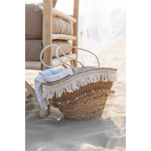 kosz plażowy boho z frędzlami J-Line by Jolipa